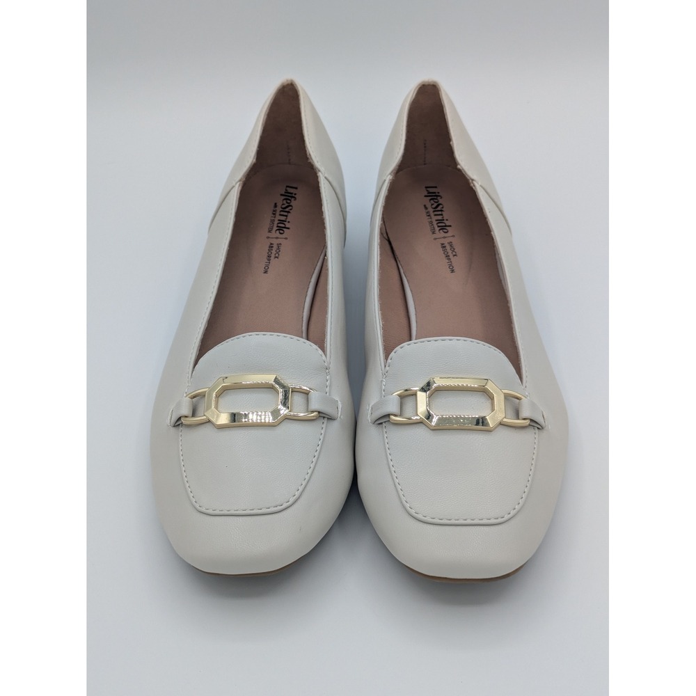 LifeStride Celine Loafers‎ 8W Cream Gold Bit Soft System Comfort Shoes - Picture 2 of 12